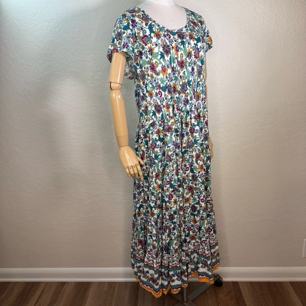 Soft Surroundings Kara Tiered Floral Bohemian Maxi Dress Size Large - Picture 6 of 16